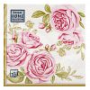 25077 - Салфетки бумажные "Bouquet Home Collection Classic" 33х33см, 3-х слойные, 20 штук в упаковке, 100% целлюлоза, "Роза с золотыми листьями" (Россия)