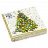 37796 - Салфетки бумажные "Bouquet Home Collection Classic" 33х33см, 3-х слойные, 20 штук в упаковке, 100% целлюлоза, "Новогодняя ель на белом" (Россия)