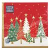 57851 - Салфетки бумажные "Bouquet Home Collection Classic" 33х33см, 3-х слойные, 20 штук в упаковке, 100% целлюлоза, "Елочки на красном" (Россия)