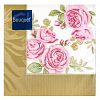 25239 - Салфетки бумажные "Art Bouquet" 33х33см, 3-х слойные, 20 штук в упаковке, 100% целлюлоза, "Розы в золотой рамке" (Россия)