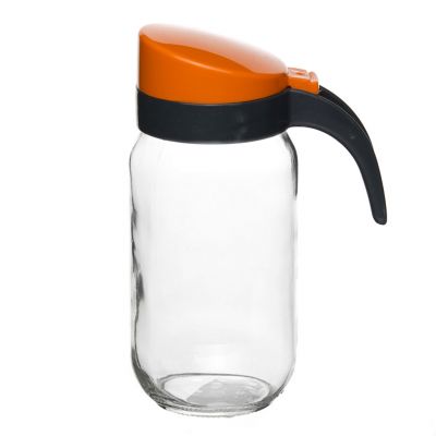 Кувшин пластмассовый 1л, д14см, h21,5см, пластмассовая зелено-оранжевая крышка, с ручкой и дозатором (Турция)