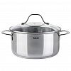 TR-11084 - Кастрюля из нержавеющей стали "Элиас" 5л, д24см, h11,5см, s0,6мм, дно s2,8мм, стеклянная жаропрочная крышка, стальной обод, пароотвод, капсулированное дно, полировка внешняя - зеркальная, внутренняя - зеркальная, мерная шкала, цветная коробка, "Talle