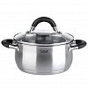TR-11044 - Кастрюля из нержавеющей стали "Шелборн" 2,2л, д18см, h9см, s0,6мм, дно s2,8мм, стеклянная жаропрочная крышка, стальной обод, пароотвод, силиконовые вставки черного цвета, капсулированное дно, полировка внешняя - матовая, внутренняя - зеркальная, мерн
