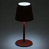 CLY0628002 - Светильник настольный, аккумуляторный, светодиодный, беспроводной д10,5см h24-38см, 3 режима свечения, 56 светодиодов, абажур пластиковый д10,5см, 
h9см, цвет - терракотовый матовый, с сенсорным выключателем в центре абажура, основание металлическое 