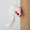 C003 - Когтеточка напольная "Феликс" 29,5х29,5х42,5см, ДВП/искусственный мех (полиэстер), столбик с обмоткой из сизаля, игрушка-веревочка "Белая мышь", коричневый, в пакете (Китай)