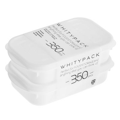 Контейнер для заморозки продуктов пластмассовый "Морозко" 350мл, 14,5х8х3,5см, полипропилен, с крышкой п/э, белый, набор 2шт (Китай)