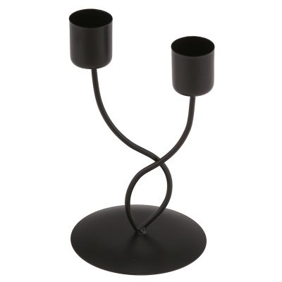 Подсвечник "Танец" 9,8х9х16,2см, на 2 свечи, чаша д2,6см, h2,9см, основание д9см, металл, черный (Китай)