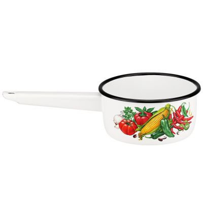 "Кукуруза" Ковш эмалированный 1л, д16см, h7см, белый (Россия)