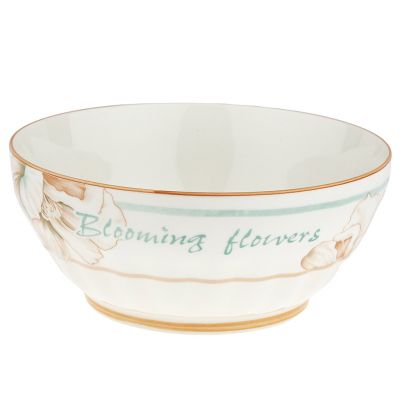 "Блуминг флауэрс (Blooming flowers)" Салатник фарфоровый 1,7л, д20,4х8,8см, с деколью, отводка (Китай)