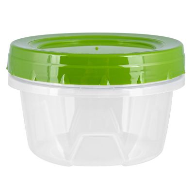Банка (контейнер) для сыпучих продуктов пластмассовая 0,3л, д10см, h6,5см, закручивающаяся крышка (Россия)