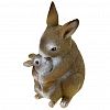 12804 - Скульптура-фигура для сада из полистоуна "Зайка с зайченком сидячие" 25х14см (Россия)