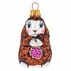 ФУ-116/6 - Елочная игрушка фигурка стеклянная "Овечка" h9см, ручная художественная роспись, подарочная упаковка (Россия)