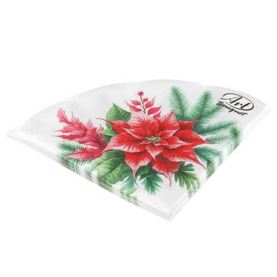 Салфетки бумажные "Art Bouquet Rondo" д32см, 3-х слойные, 12 штук в упаковке, 100% целлюлоза, "Пуансеттия" (Россия)