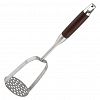 AIO-AA1615 - Картофелемялка из нержавеющей стали "Палисандр" 34,5х8,7х7,5см, усиленная, ручка со вставкой из красного дерева, отверстие для подвешивания (Китай)