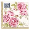 25081 - Салфетки бумажные "Bouquet de Luxe" 24х24см, 3-х слойные, 25 штук в упаковке, 100% целлюлоза, "Роза с золотыми листьями" (Россия)
