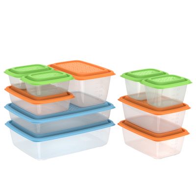 Контейнер для продуктов пластмассовый "Гурман-7", набор 10шт: 0,31л 2шт, 0,45л 2шт, 0,8л, 1,1л 2шт, 1,5л, 1,8л, 2,7л, полипропилен, подходит для СВЧ и заморозки (Россия)