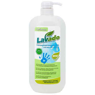 Гель для мытья посуды "LAVADO ECO" 1,1л, 10х7х24см, алоэ и розмарин (Казахстан)