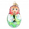 ФУП4-2430 - Елочная игрушка фигурка стеклянная "Расписная матрешка", h9,5см, ручная художественная роспись, подарочная упаковка (Россия)
