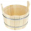  - Шайка для бани деревянная 15л, д43см, h32см, с пластмассовой вставкой, двойная металлическая обвязка, липа (Россия)