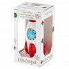 ФУ-775 - Елочная игрушка фигурка стеклянная "Космическая ракета" h10см, ручная художественная роспись, подарочная упаковка (Россия)