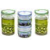 720/320 - Банка для сыпучих продуктов стеклянная набор 4 штуки: 0,32л д8,5х7,3см - 2 штуки, 0,72л д8,5х15,3см - 2 штуки,  пластмассовая крышка, подарочная коробка (Китай) (д/горла 7,2см д/основания 8,5см)