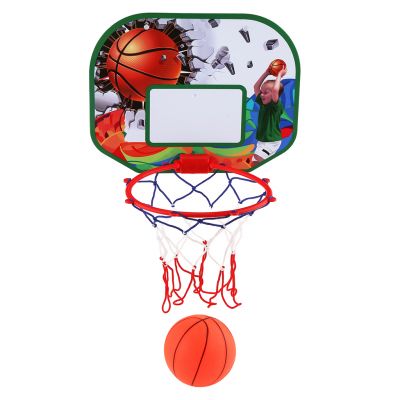 Набор для игры в баскетбол 3 предмета: кольцо (корзина) д17,3см, 28х19,5х22см на присосках; мяч д14см; насос 16см, пластик/ПВХ, "Игрок" (Китай)