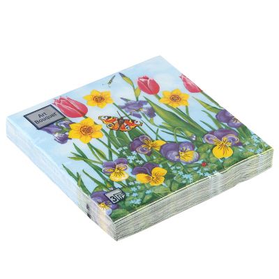 Салфетки бумажные "Art Bouquet" 33х33см, 3-х слойные, 20 штук в упаковке, 100% целлюлоза, "Цветочная сказка" (Россия)