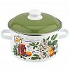 6KB021M - "Вкусный компот" Набор эмалированных кастрюль 3 предмета: 2л, 3л, 4л, цилиндрическая форма, металлическая крышка, белый (Россия)
