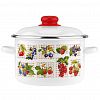 1KB191M - "Вкус лета" Набор эмалированных кастрюль 3 предмета: 2л - д18см, h11см, 3л - д20см, h11,5см, 5,5л - д24см, h14,5см, цилиндрическая форма, металлическая крышка, белый (Россия)