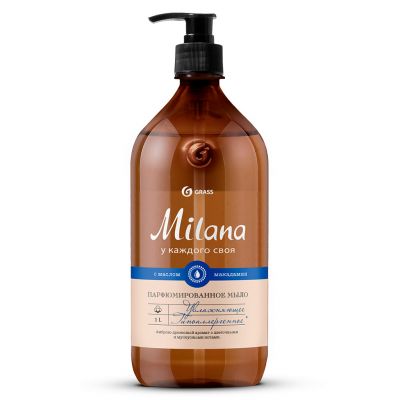 Мыло жидкое "Milana" 1л, парфюмированное, с гипоаллергенным эффектом, амбра и нероли, с маслом макадамии, "Grass" (Россия)