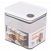 60H-223 - Банка для сыпучих продуктов пластмассовая "Пазл П" 0,6л, 10,5х8,5х10,5см, прозрачный, герметичный, прижимная крышка с силиконовым уплотнителем, дата-индикатор, штабилируемый, в п/эт пакете (Китай)