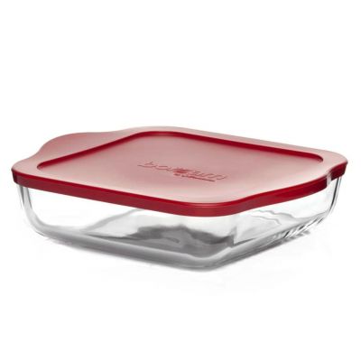 "Боркам (Borcam)" Форма стеклянная жаропрочная 1,95л, 22х22х6см, с ручками, пластмассовая крышка, цветная коробка, Pasabahce (Турция)