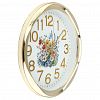 2325DT-GF - Часы настенные "Летний сад" д24,8см, h4,5см, мягкий ход, циферблат "Цветы" белый; цифры арабские, золотой; корпус пластик, золотой; в коробке (Китай)