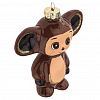 ФУ4-2212/1 - Елочная игрушка фигурка стеклянная "Чебурашка" h9см, ручная художественная роспись, подарочная упаковка (Россия)