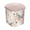 221159927/06 - Емкость для сыпучих продуктов пластмассовый 1,1л, 11,9х11,9х12,8см, бежевый, с декором (Россия)
