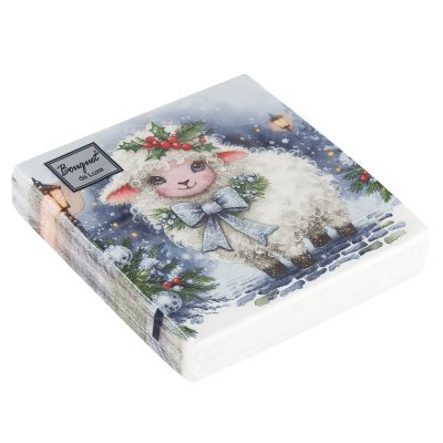 Салфетки бумажные "Bouquet de Luxe" 24х24см, 3-х слойные, 25 штук в упаковке, 100% целлюлоза, "Красавица овечка" (Россия)