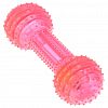  - "Пэт тойс (Pet toys)" Игрушка для собаки "Гантеля" 14х5см h5см, ПВХ, с пищалкой, светящаяся, на картоне, прозрачная, цвета в ассортименте: синий, розовый, зеленый, желтый (Китай)