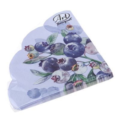 Салфетки бумажные "Art Bouquet Rondo" д32см, 3-х слойные, 12 штук в упаковке, 100% целлюлоза, "Черника. Голубой фон" (Россия)