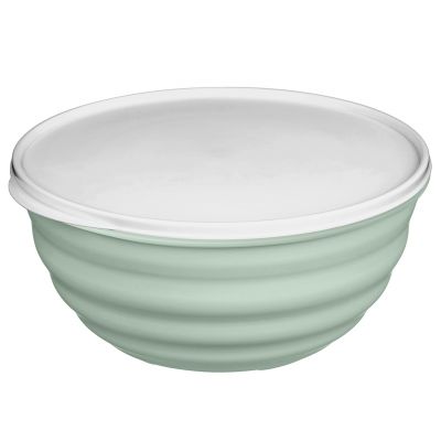 Миска пластмассовая "Латина" 3,2л, д23,7см, h10,9см, светло-зеленый, с крышкой (Россия)
