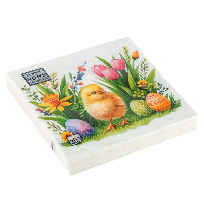 Салфетки бумажные "Bouquet Home Collection Classic" 33х33см, 3-х слойные, 20 штук в упаковке, 100% целлюлоза, "Веселый цыпленок" (Россия)