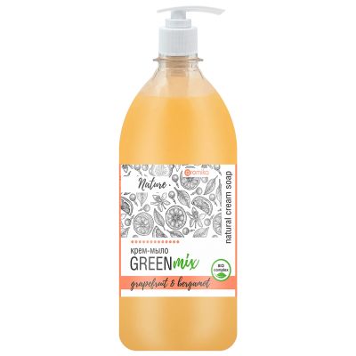 Крем-мыло жидкое "Green mix" 530мл, 7х7х21см, грейпфрут и бергамот (Казахстан)