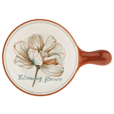 "Блуминг флауэрс (Blooming flowers)" Салатник фарфоровый 620мл, 22х15,4х5,6см, с ручкой, с деколью, отводка (Китай)