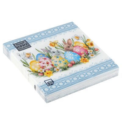 Салфетки бумажные "Bouquet Home Collection Classic" 33х33см, 3-х слойные, 20 штук в упаковке, 100% целлюлоза, "Кролики и пасхальные яйца" (Россия)