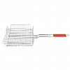 BQ-728 - Решетка для гриля из нержавеющей стали 31х26х6см, общая длина 64см, ручка с деревянной вставкой, высокий борт (Китай)