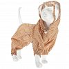 6081 - "Пэт тойс (Pet toys)" Одежда для собаки "Комбинезон" "Горошек" с капюшоном, прозрачный ПВХ козырек, на кнопках р-р S, длина спинки 22см/обхват груди 34см/обхват шеи 28см, цвет-темно-бежевый, плащевка (Китай)