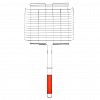 BQ-728 - Решетка для гриля из нержавеющей стали 31х26х6см, общая длина 64см, ручка с деревянной вставкой, высокий борт (Китай)