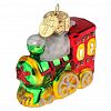 ФУ-607/1 - Елочная игрушка фигурка стеклянная "Паровоз" h6см, ручная художественная роспись, подарочная упаковка (Россия)
