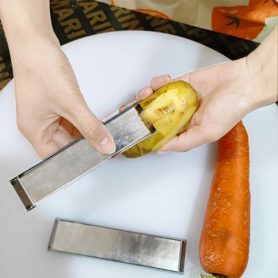 Овощечистка из нержавеющей стали "Слиток" 2-х сторонняя, 3,7х15,5см (Китай)