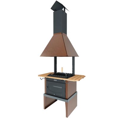 Гриль "Suomi Grill" 128х430х72,5см, решетка-гриль из нержавеющей стали, деревянная полка, дымовой купол, дымоход 2 метра, зонт, сталь s2мм, термокраска, полимерная покраска, двойные стенки, Grillux (Россия)