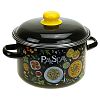 1RD201M - "Pasta" Кастрюля эмалированная 4л, д22см, h13см, цилиндрическая форма, металлическая крышка, ободок из нержавеющей стали, черный (Россия)